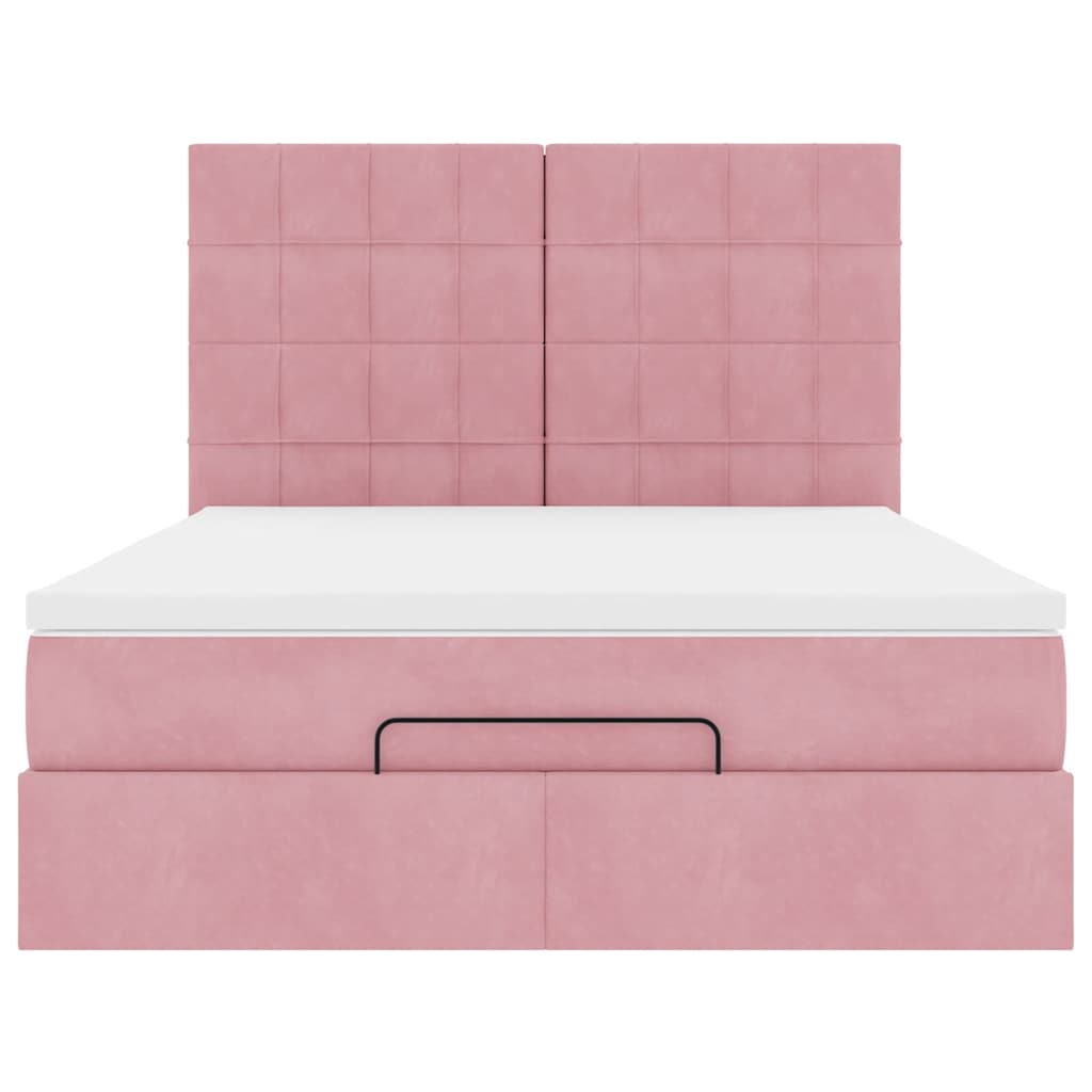 vidaXL Estructura cama otomana colchones terciopelo rosa 140x200cm