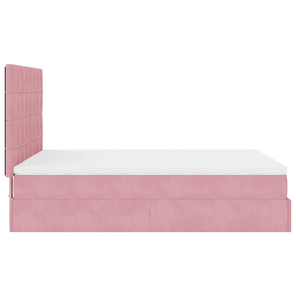 vidaXL Estructura cama otomana colchones terciopelo rosa 140x200cm