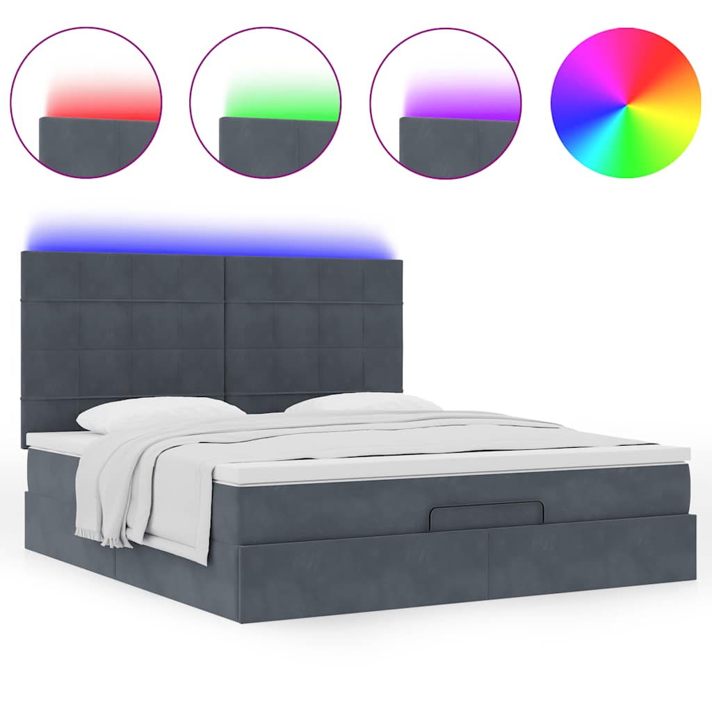 vidaXL Estructura cama otomana colchones terciopelo gris oscuro