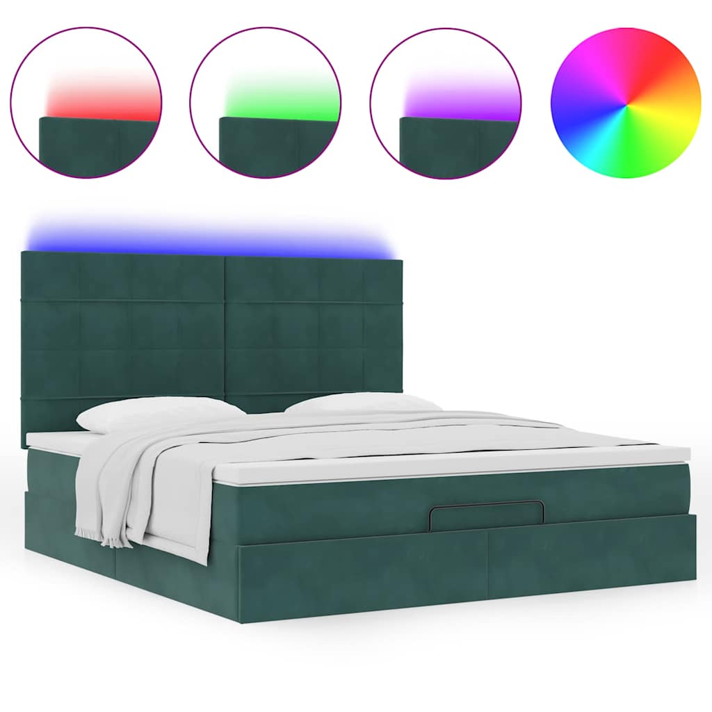 vidaXL Estructura de cama otomana colchones terciopelo verde oscuro