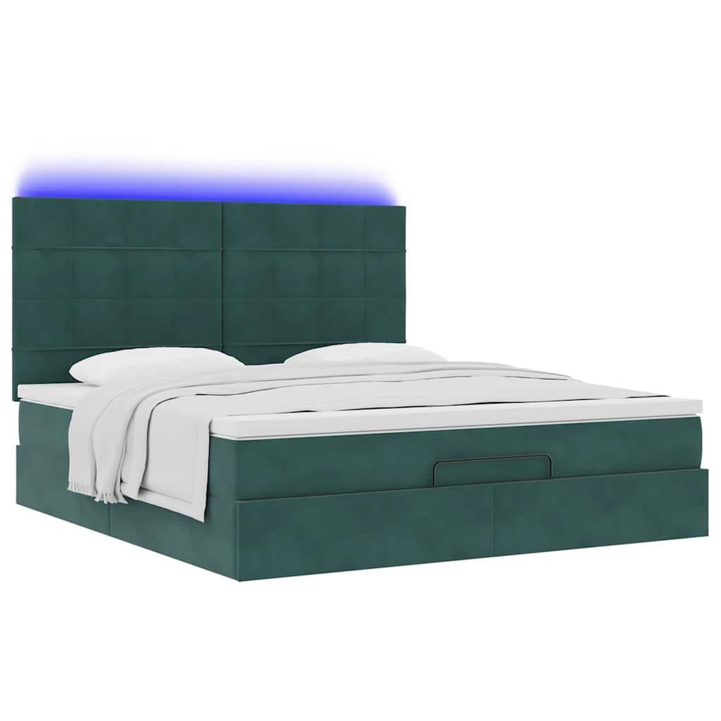 vidaXL Estructura de cama otomana colchones terciopelo verde oscuro