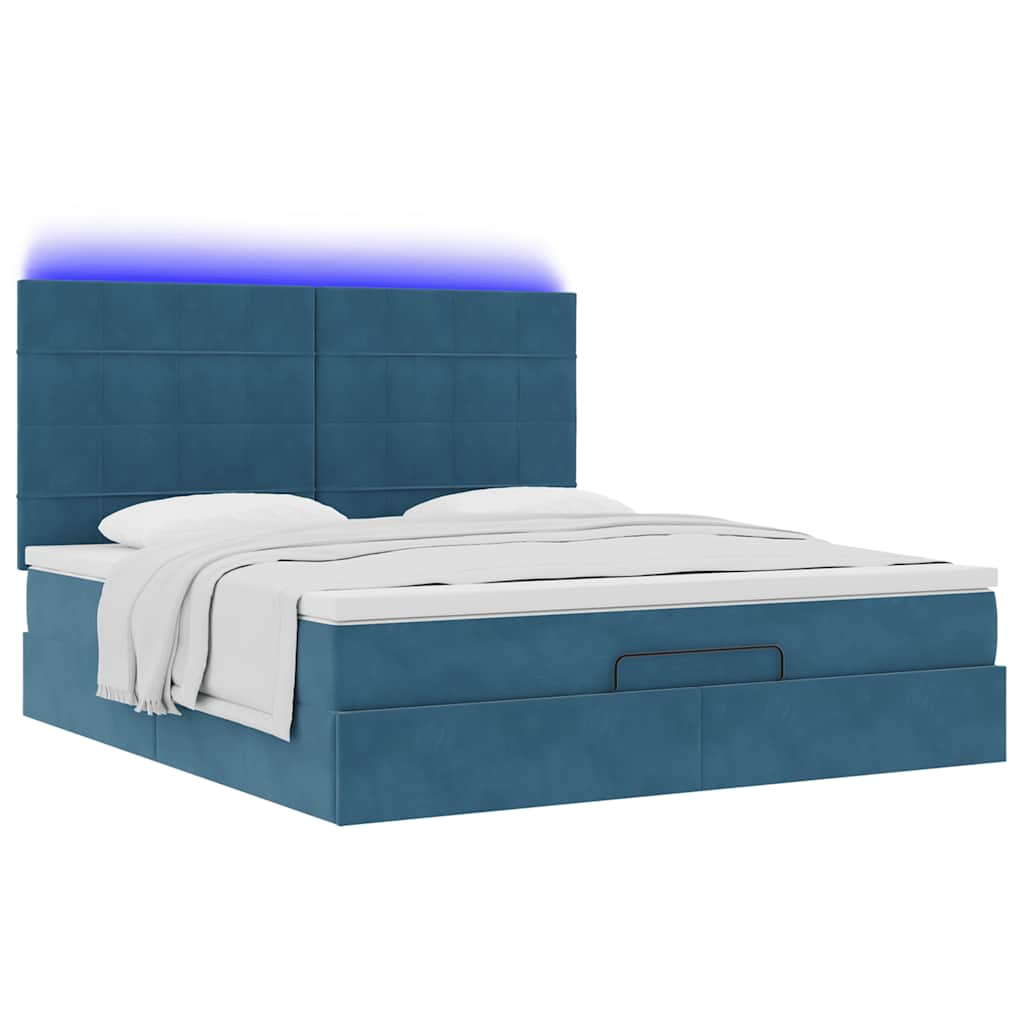 vidaXL Estructura de cama otomana colchones terciopelo azul oscuro