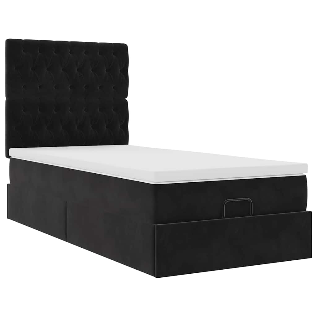 vidaXL Estructura cama otomana colchones terciopelo negra 80x200cm