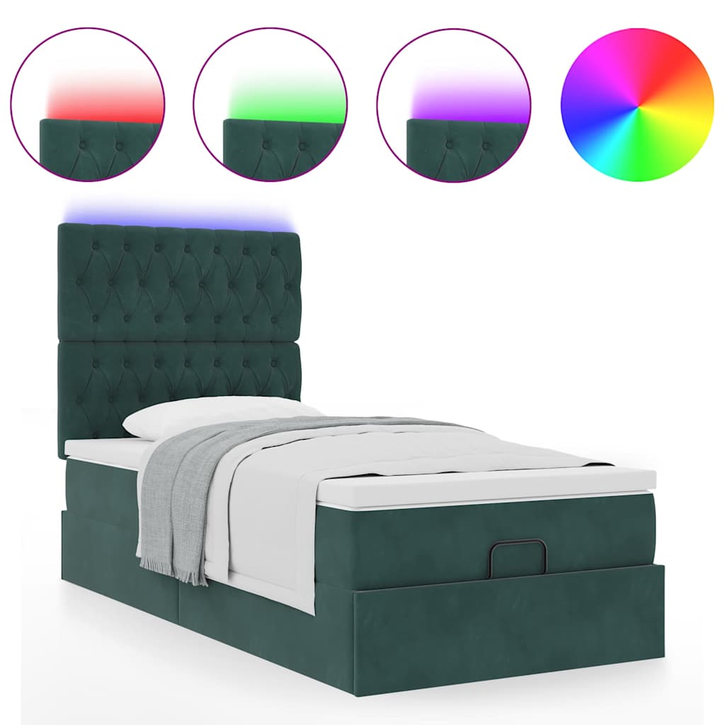 vidaXL Estructura cama otomana colchones terciopelo verde oscuro