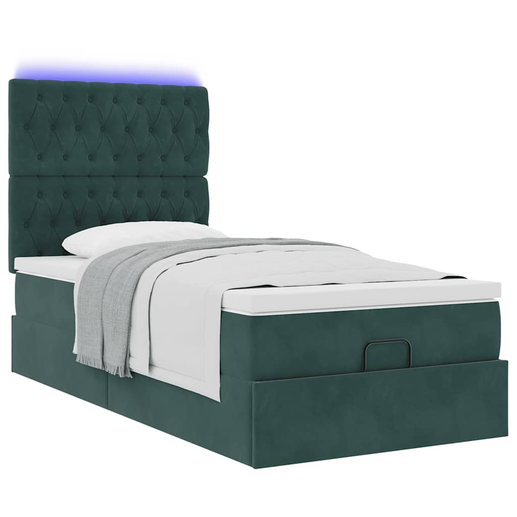 vidaXL Estructura cama otomana colchones terciopelo verde oscuro