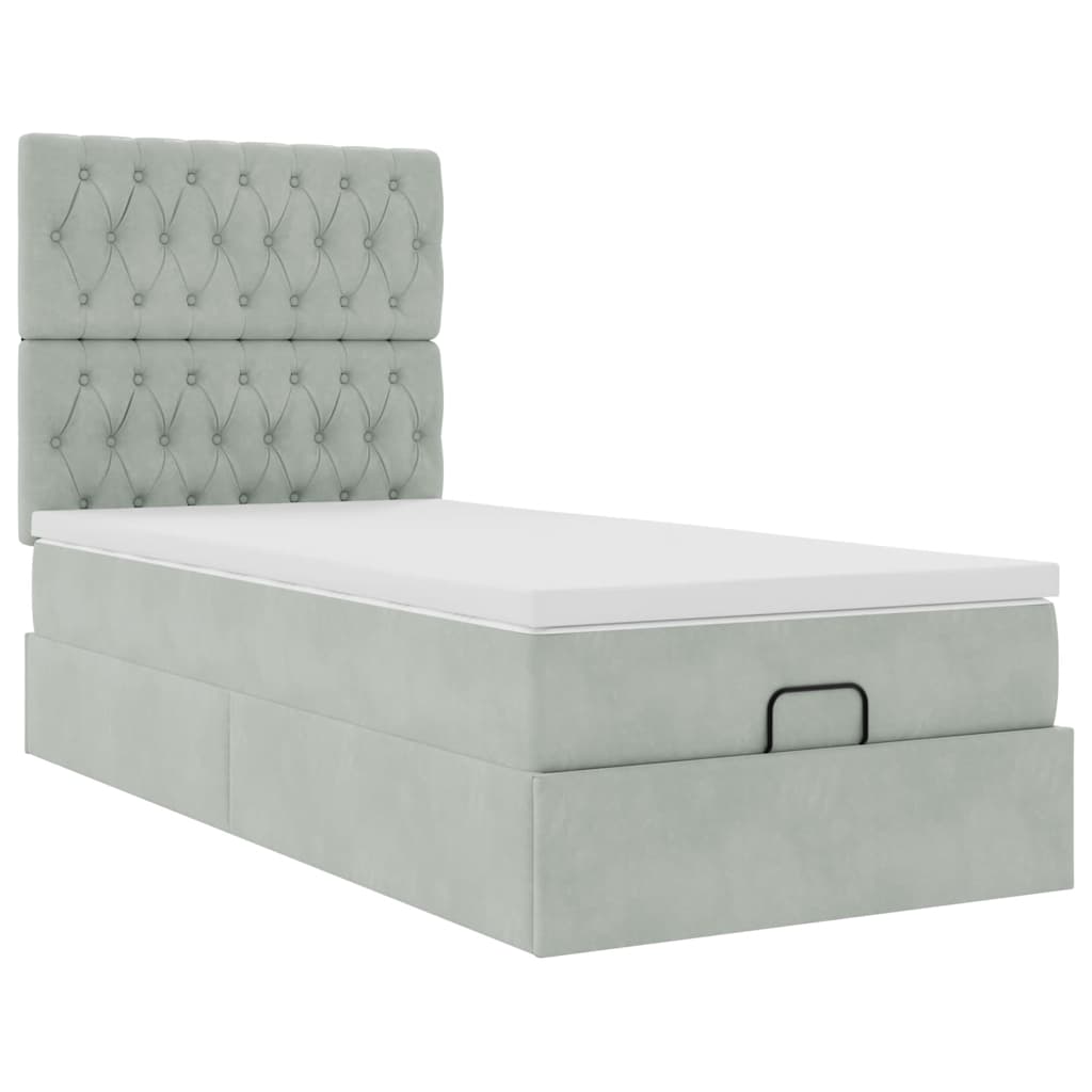 vidaXL Estructura cama otomana colchones gris claro 90x190cm