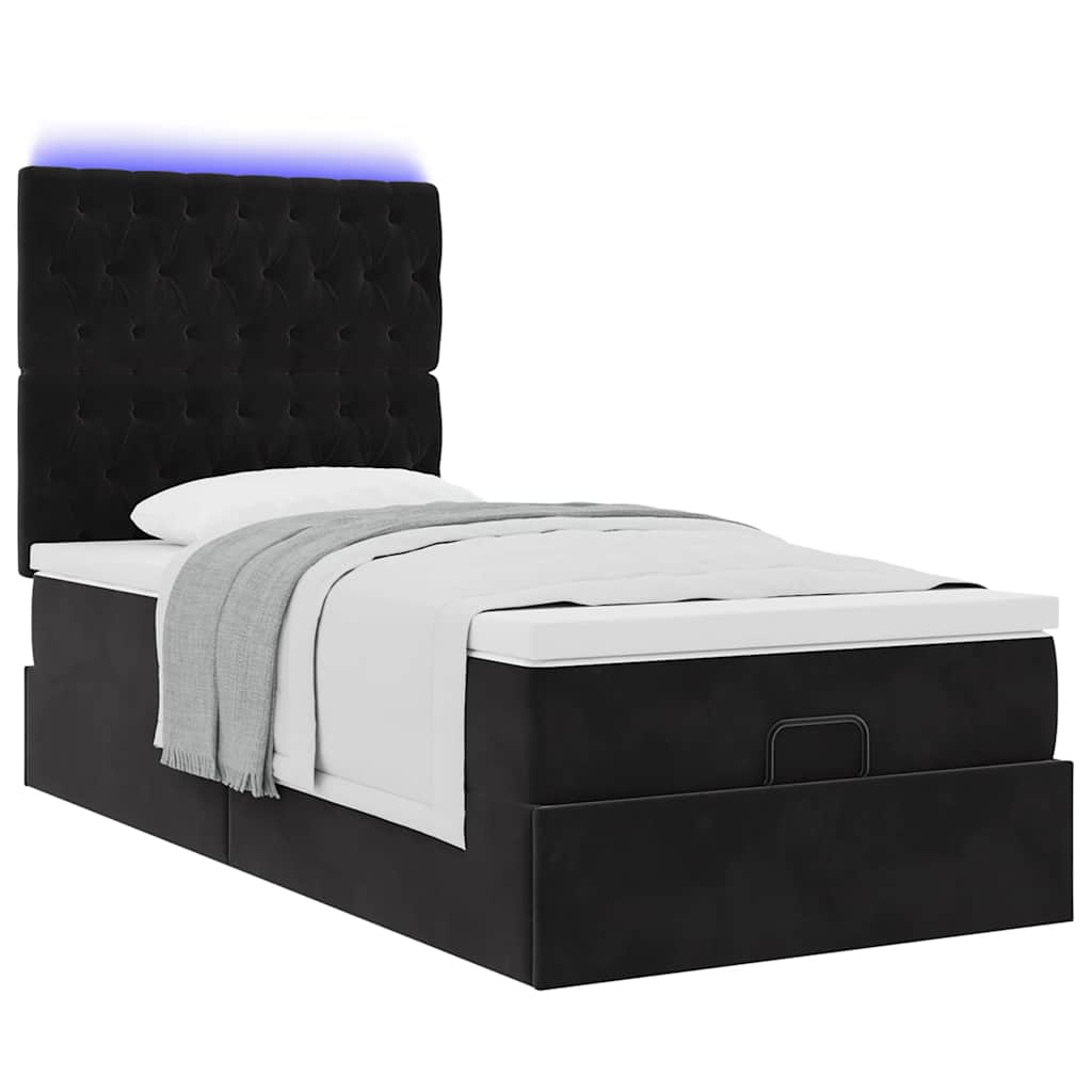 vidaXL Estructura cama otomana colchones terciopelo negra 90x190 cm