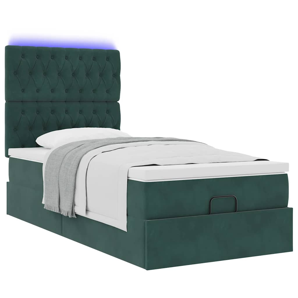 vidaXL Estructura cama otomana colchones verde oscuro 90x190cm