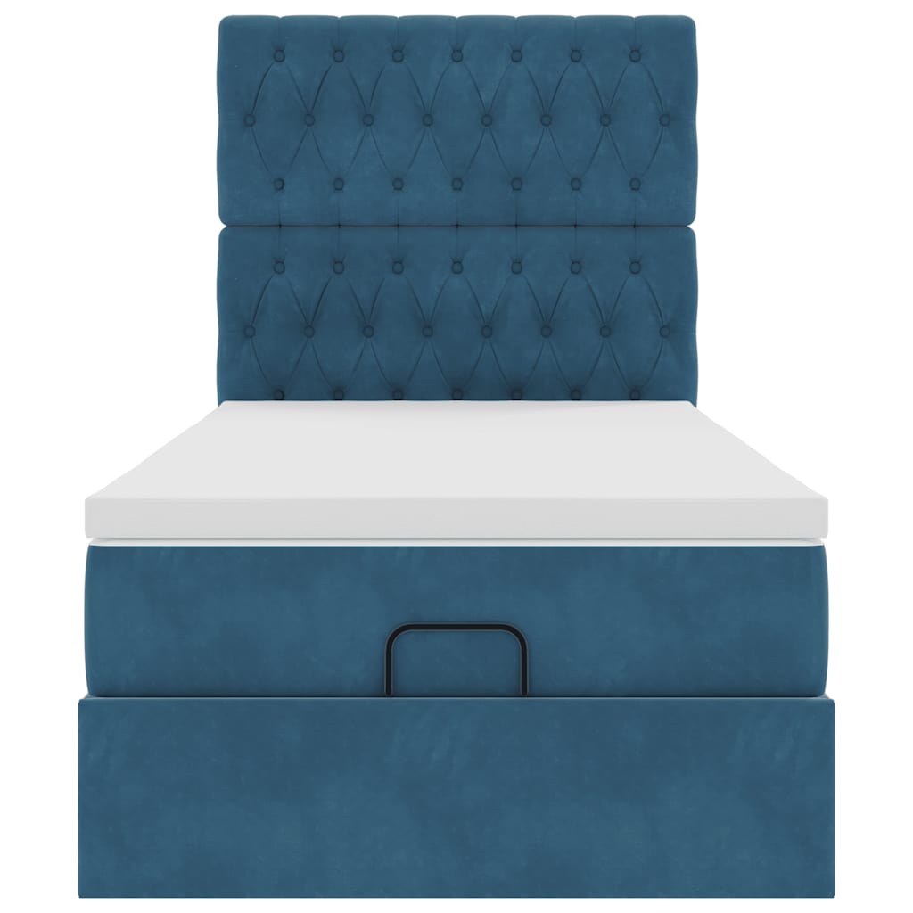 vidaXL Estructura de cama otomana con colchones terciopelo azul oscuro