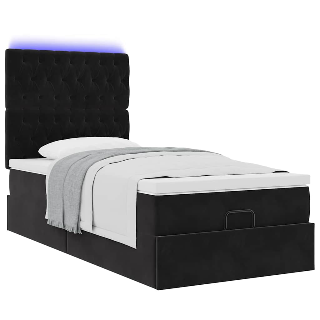 vidaXL Estructura cama otomana colchones terciopelo negro 90x200 cm