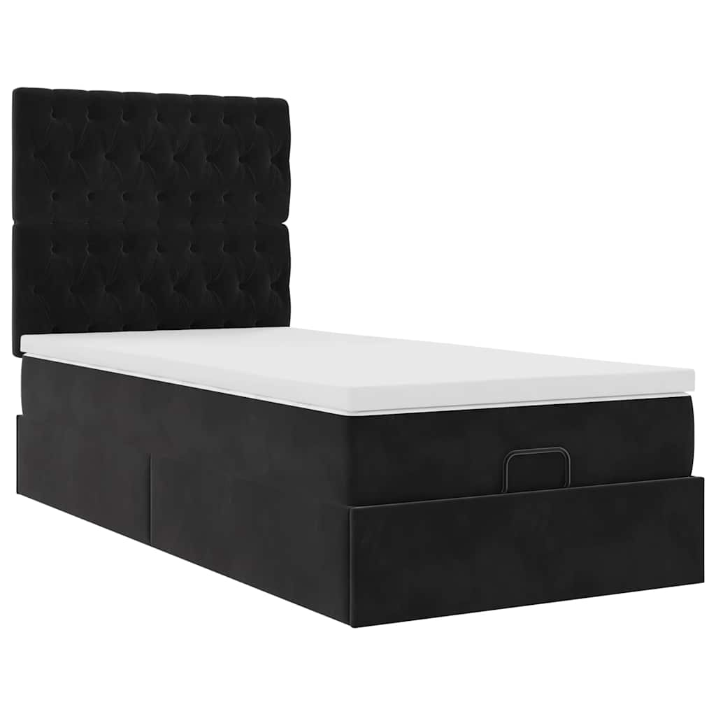 vidaXL Estructura cama otomana colchones terciopelo negro 90x200 cm