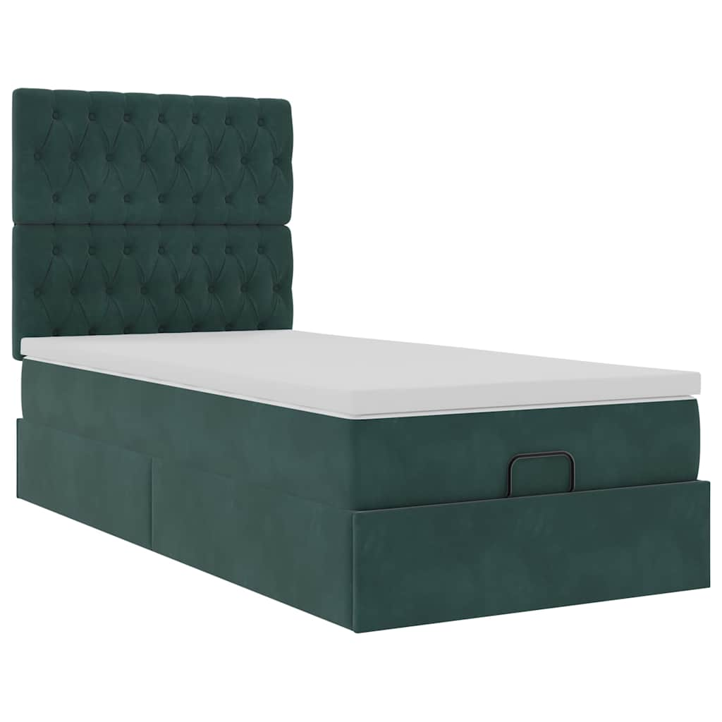 vidaXL Estructura de cama otomana colchones terciopelo verde oscuro