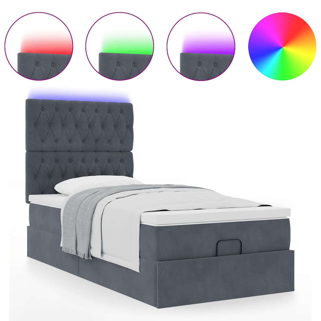 vidaXL Estructura cama otomana colchones terciopelo gris oscuro