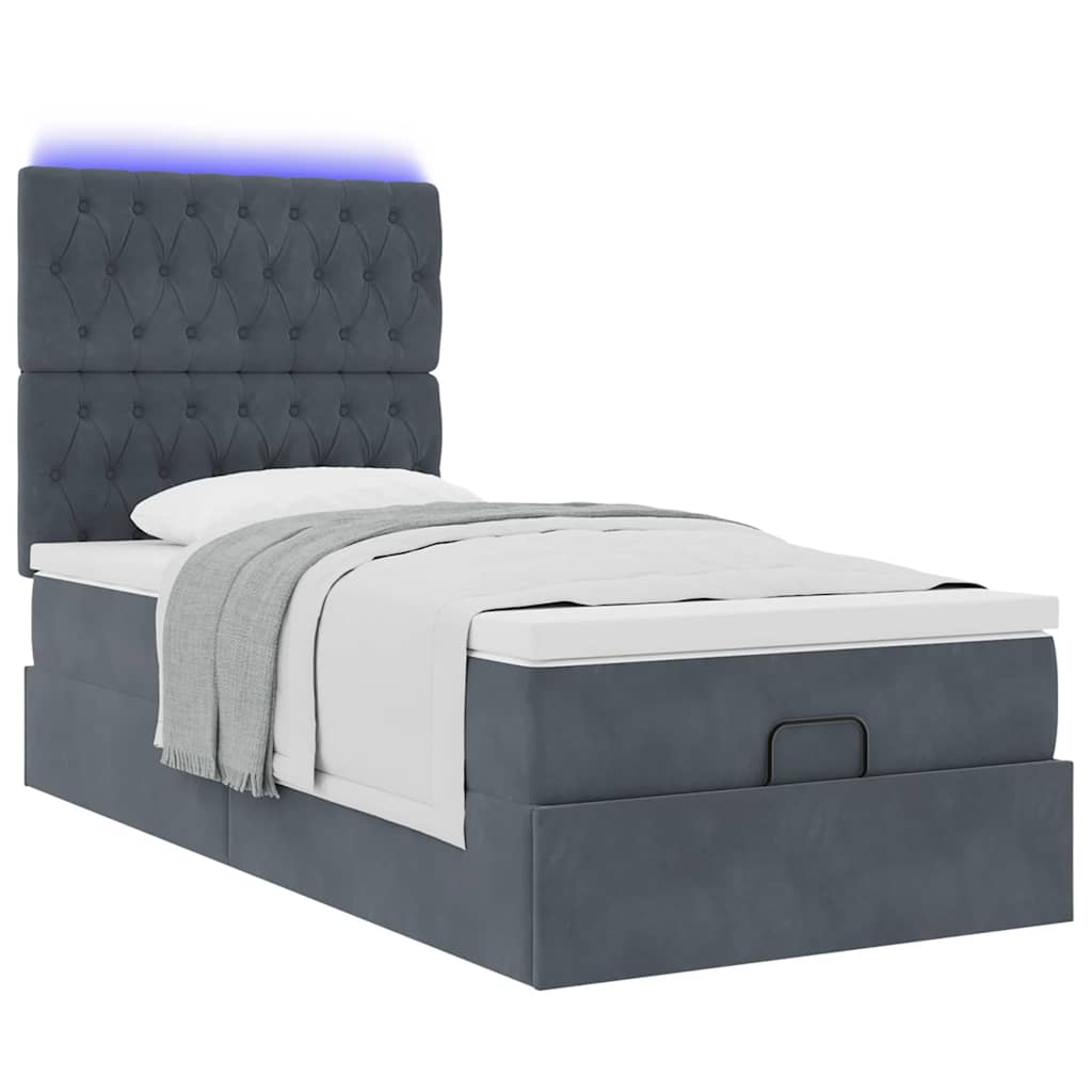 vidaXL Estructura cama otomana colchones terciopelo gris oscuro