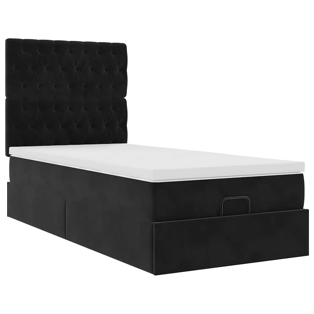 vidaXL Estructura de cama otomana colchones terciopelo negro 100x200cm