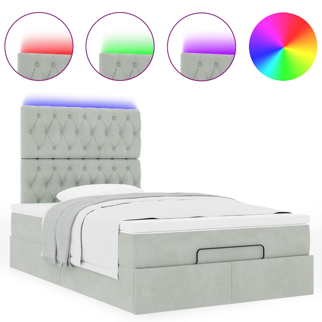 vidaXL Estructura de cama otomana colchones terciopelo gris claro