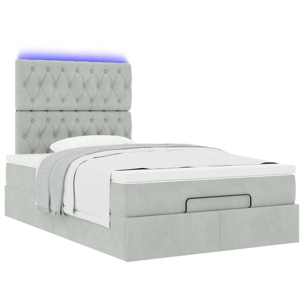 vidaXL Estructura de cama otomana colchones terciopelo gris claro