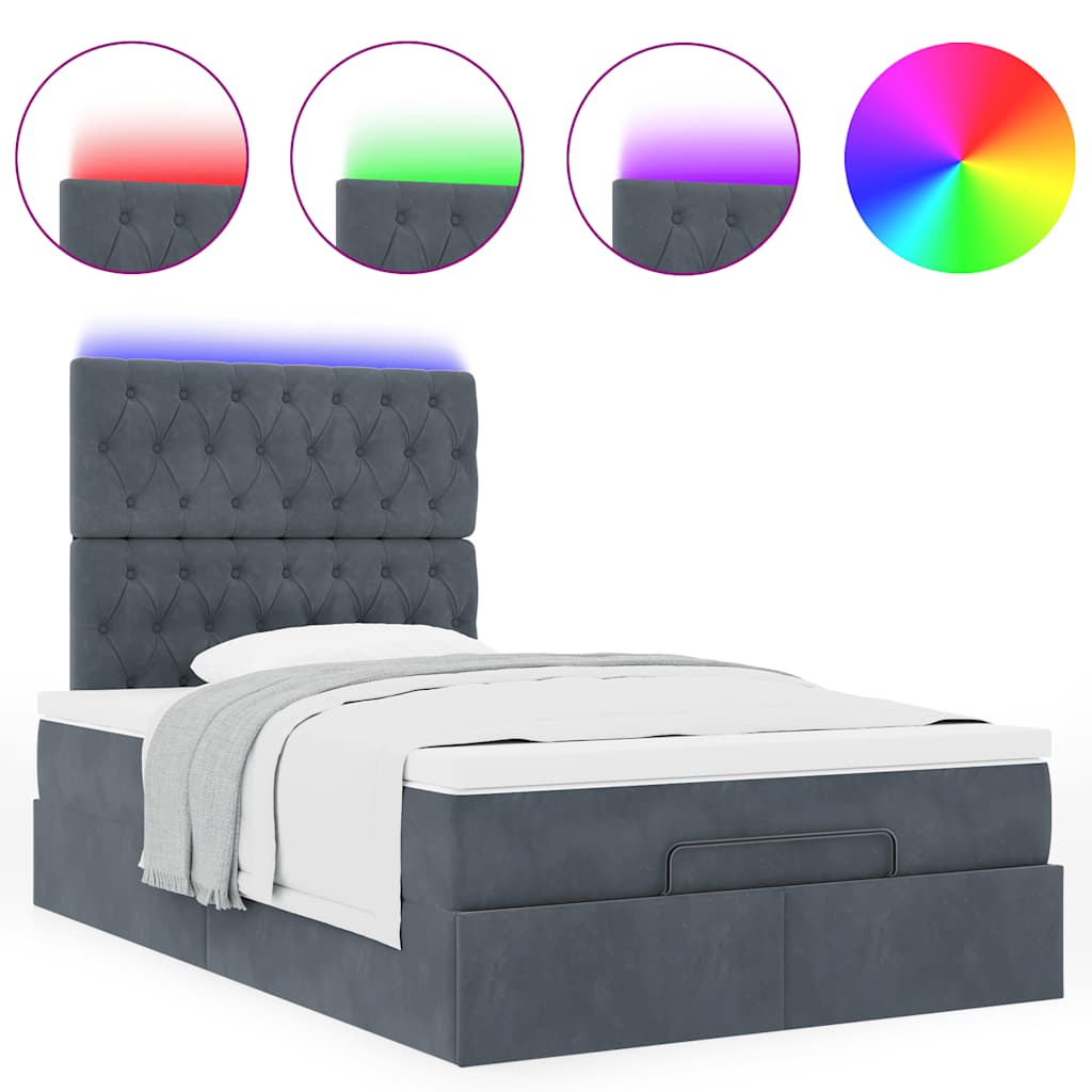 vidaXL Estructura de cama otomana colchones terciopelo gris oscuro