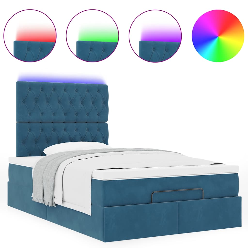 vidaXL Estructura de cama otomana colchones terciopelo azul oscuro