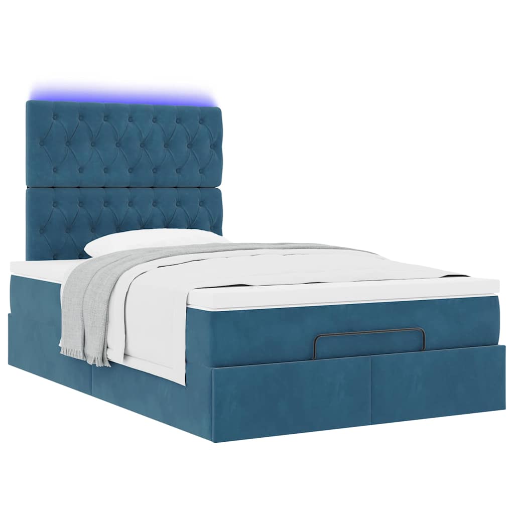 vidaXL Estructura de cama otomana colchones terciopelo azul oscuro