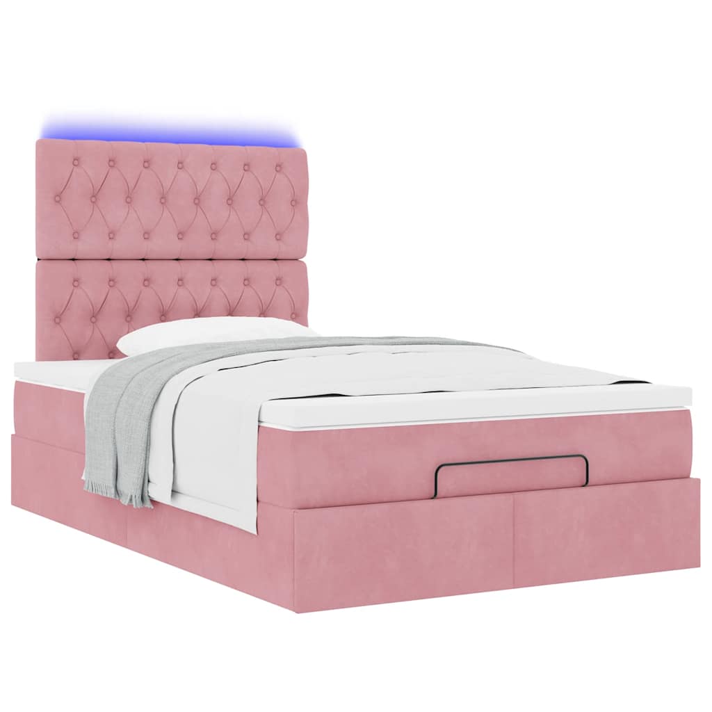 vidaXL Estructura cama otomana colchones terciopelo rosa 120x190 cm