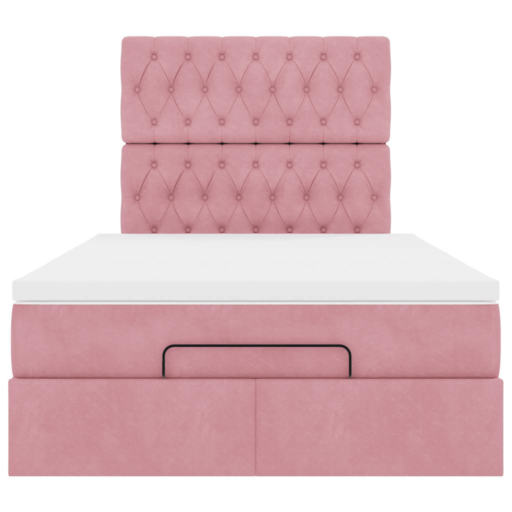 vidaXL Estructura cama otomana colchones terciopelo rosa 120x190 cm