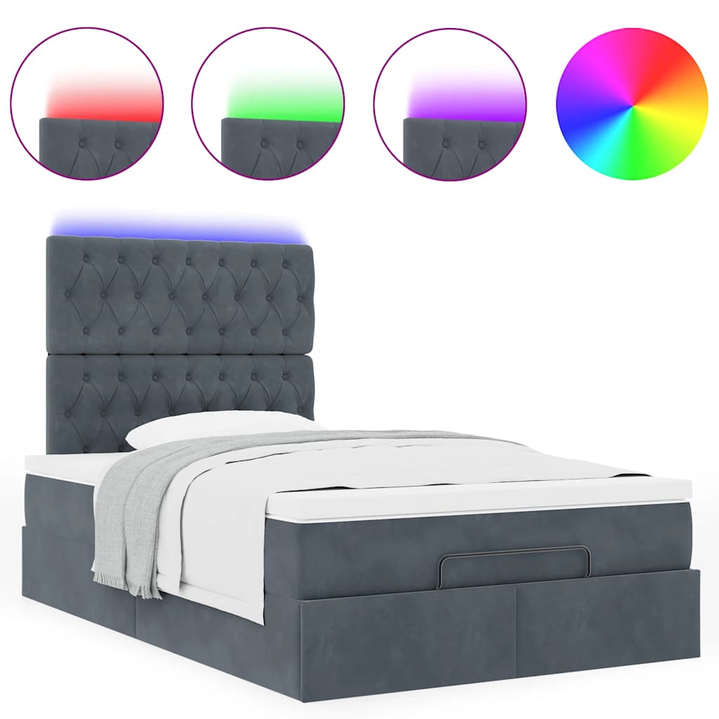 vidaXL Estructura cama otomana colchones terciopelo gris oscuro