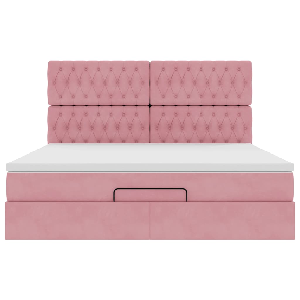 vidaXL Estructura de cama otomana colchones terciopelo rosa 180x200cm