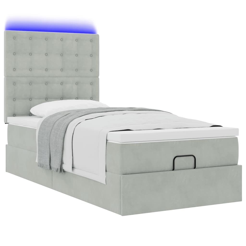 vidaXL Estructura cama otomana colchones gris claro 80x200cm