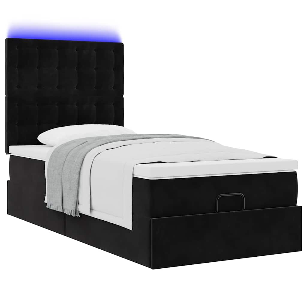 vidaXL Estructura cama otomana colchones terciopelo negra 80x200cm