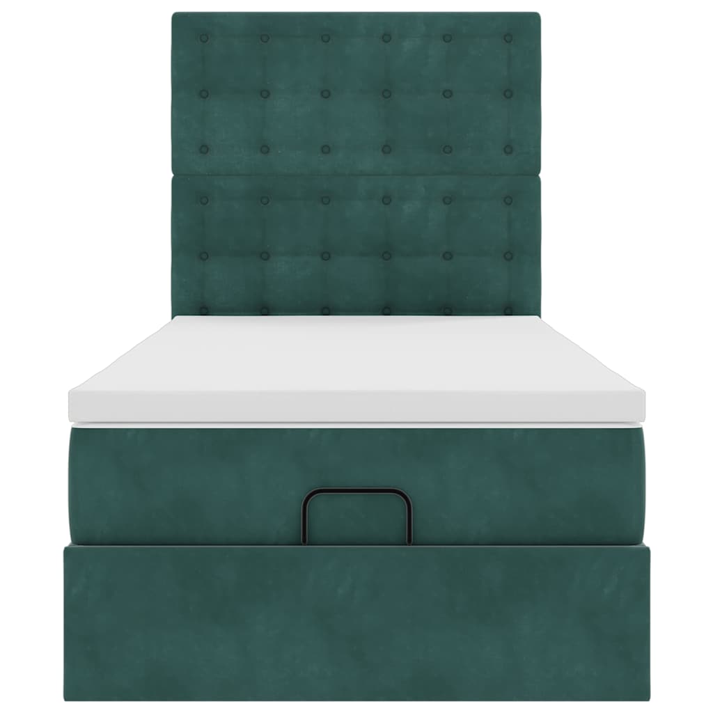 vidaXL Estructura cama otomana colchones verde oscuro 90x190cm