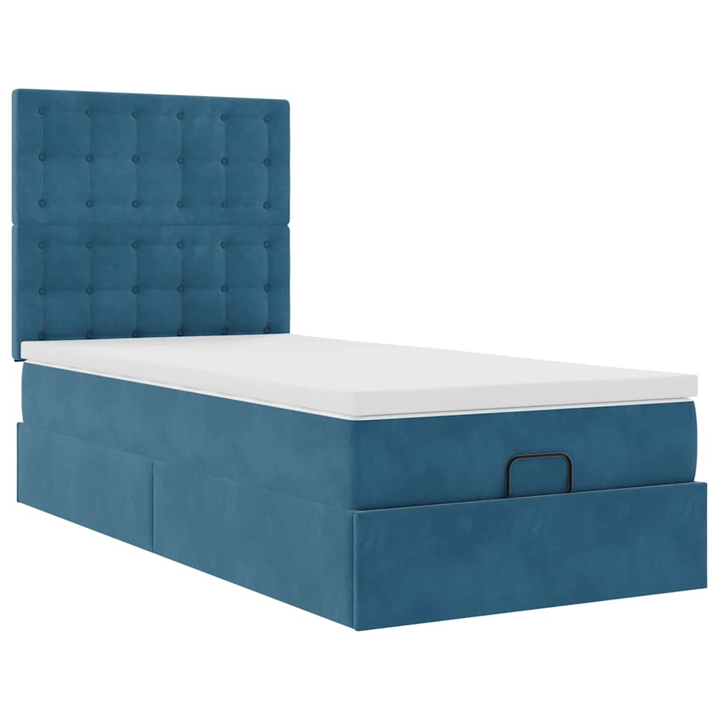 vidaXL Estructura de cama otomana con colchones terciopelo azul oscuro