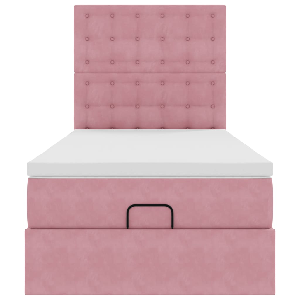 vidaXL Estructura cama otomana con colchones terciopelo rosa 90x190cm