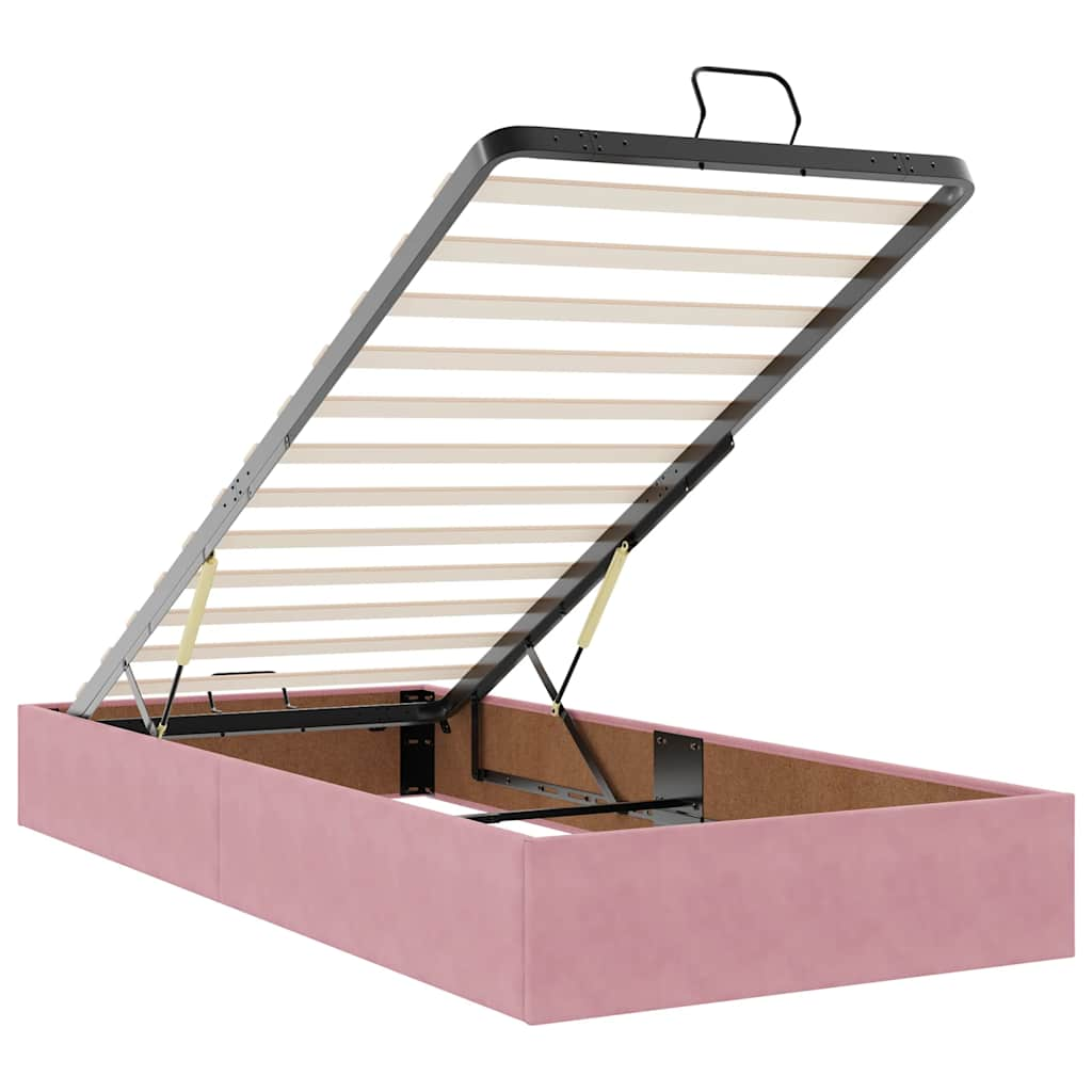 vidaXL Estructura cama otomana con colchones terciopelo rosa 90x190cm