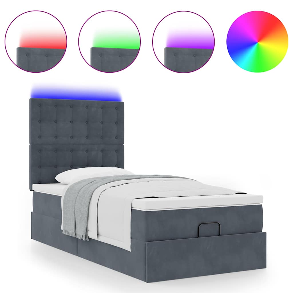 vidaXL Estructura cama otomana colchones terciopelo gris oscuro