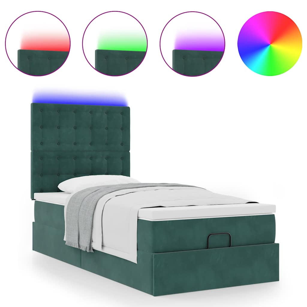 vidaXL Estructura de cama otomana colchones terciopelo verde oscuro