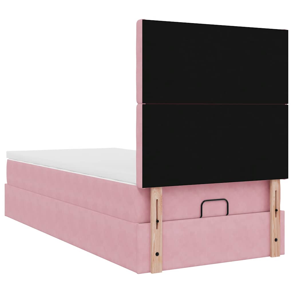 vidaXL Estructura de cama otomana colchones terciopelo rosa 90x200cm