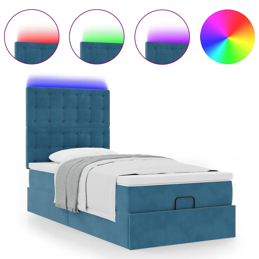 vidaXL Estructura de cama otomana colchones terciopelo azul oscuro