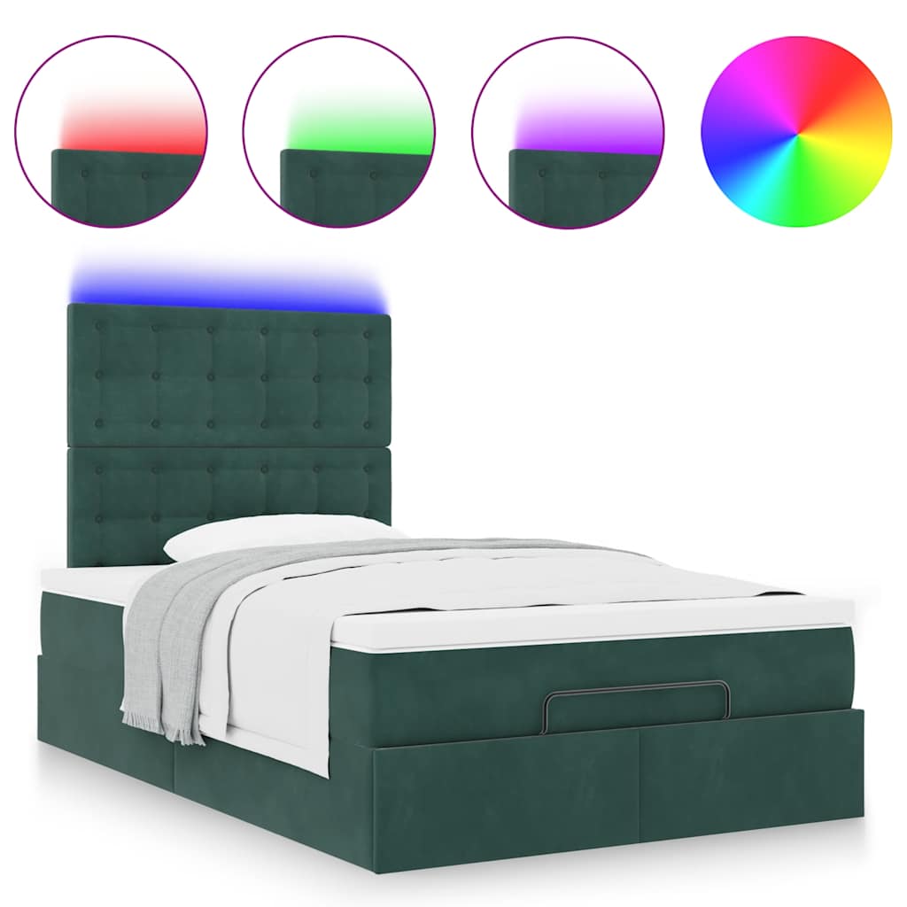 vidaXL Estructura de cama otomana colchones terciopelo verde oscuro