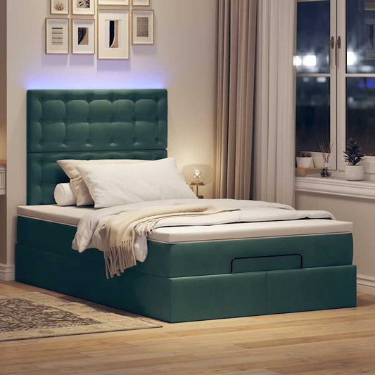 vidaXL Estructura de cama otomana colchones terciopelo verde oscuro