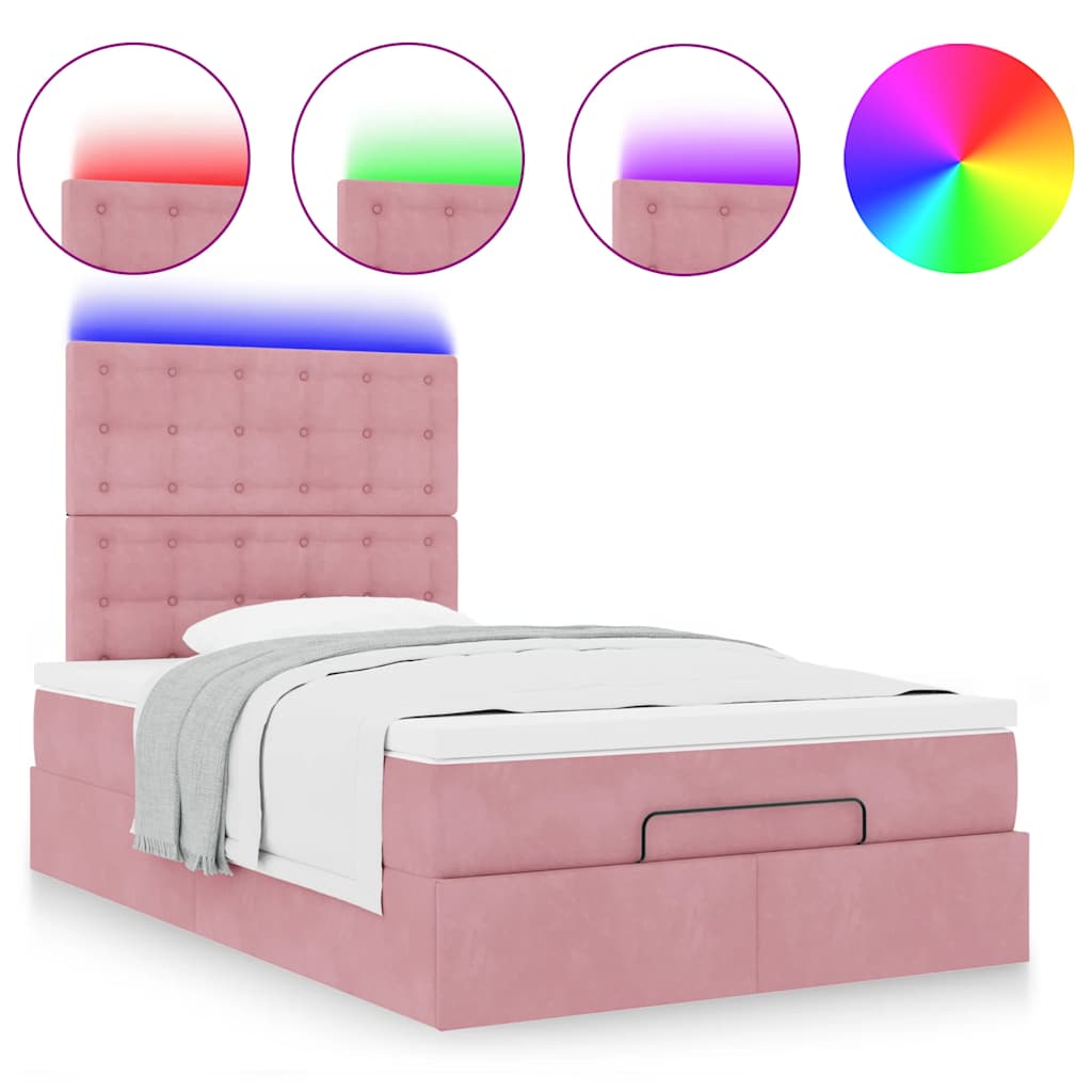 vidaXL Estructura cama otomana colchones terciopelo rosa 120x190 cm