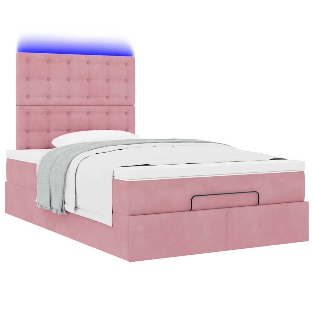 vidaXL Estructura cama otomana colchones terciopelo rosa 120x190 cm