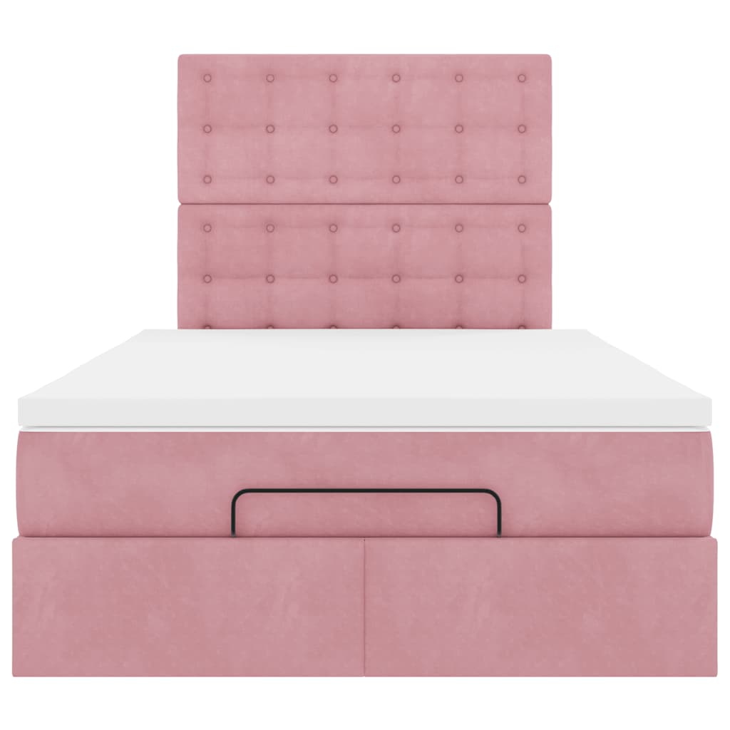 vidaXL Estructura cama otomana colchones terciopelo rosa 120x190 cm