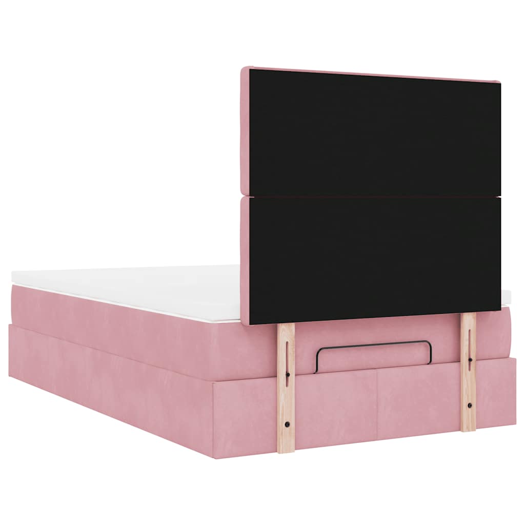 vidaXL Estructura cama otomana colchones terciopelo rosa 120x190 cm