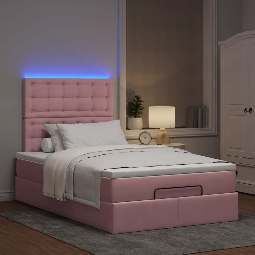 vidaXL Estructura cama otomana colchones terciopelo rosa 120x190 cm