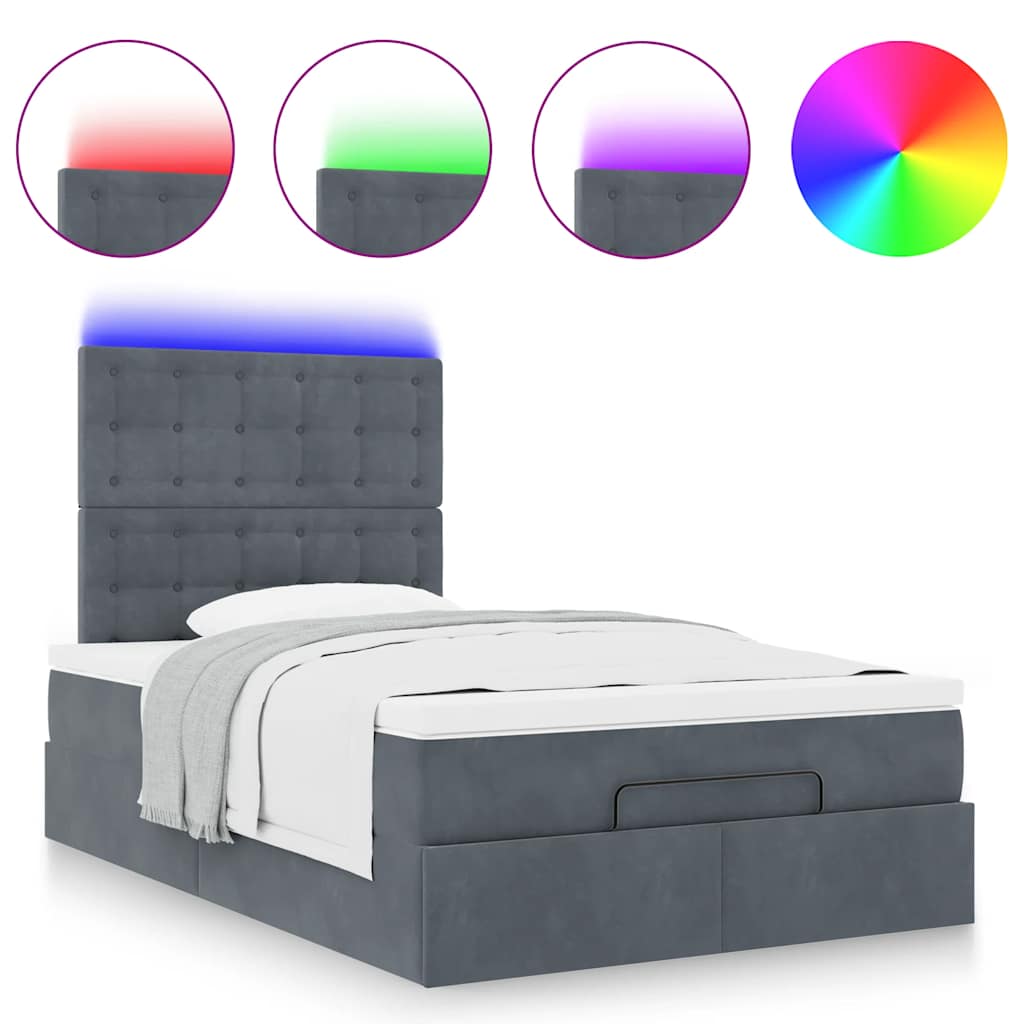 vidaXL Estructura cama otomana colchones terciopelo gris oscuro