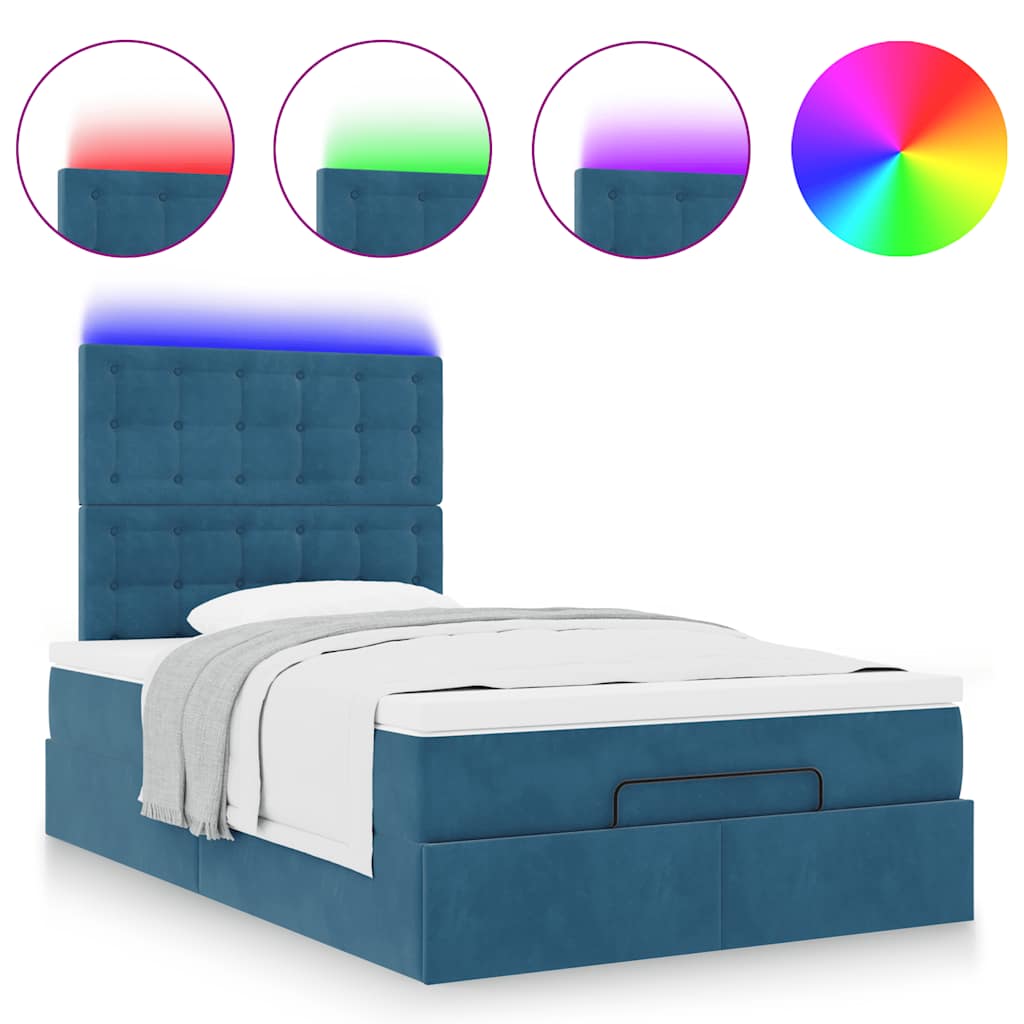 vidaXL Estructura de cama otomana colchones terciopelo azul oscuro