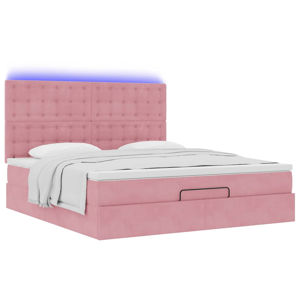 vidaXL Estructura de cama otomana colchones terciopelo rosa 180x200cm