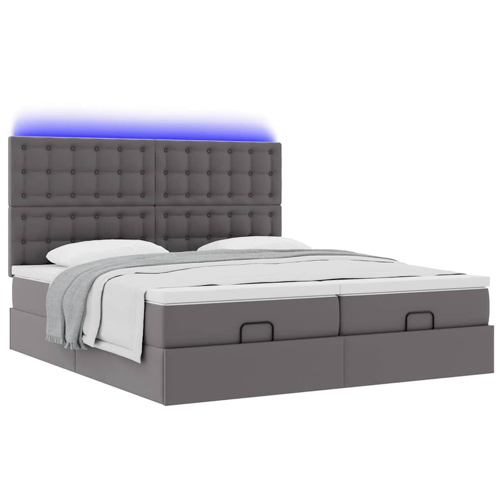 vidaXL Estructura de cama otomana con colchones cuero sintético gris