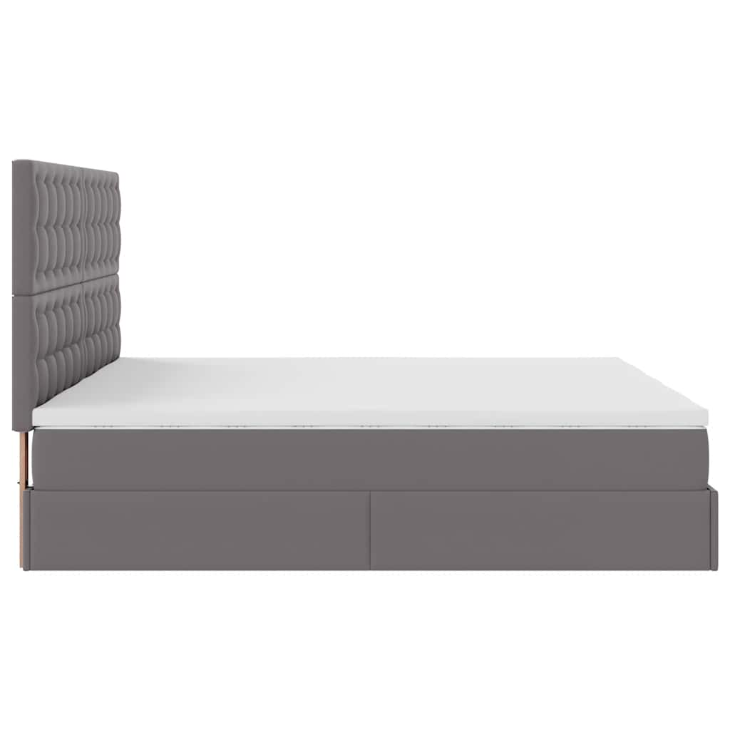 vidaXL Estructura de cama otomana con colchones cuero sintético gris